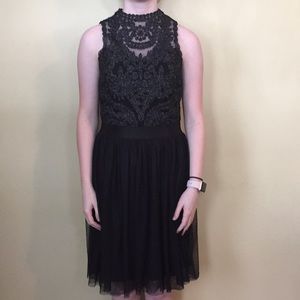 Black Illusion Shimmery Lace and Tulle Dress